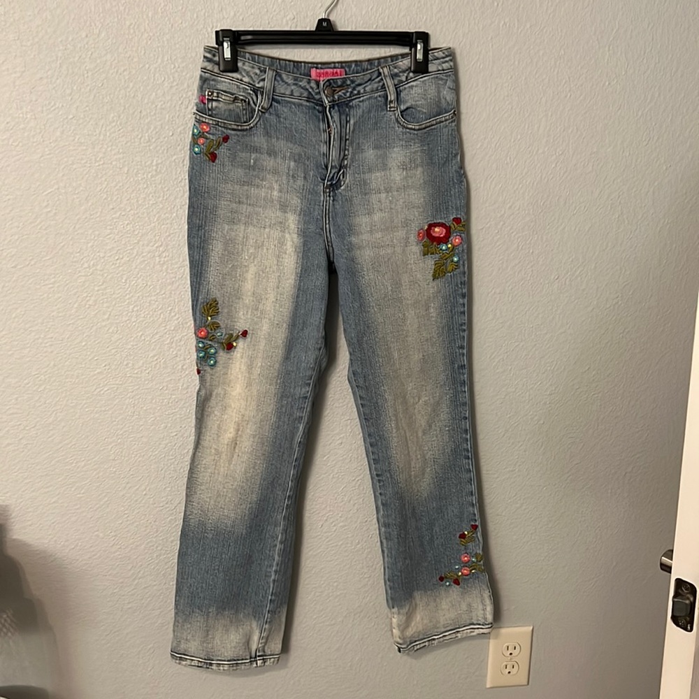 vintage wide leg embroidered jeans